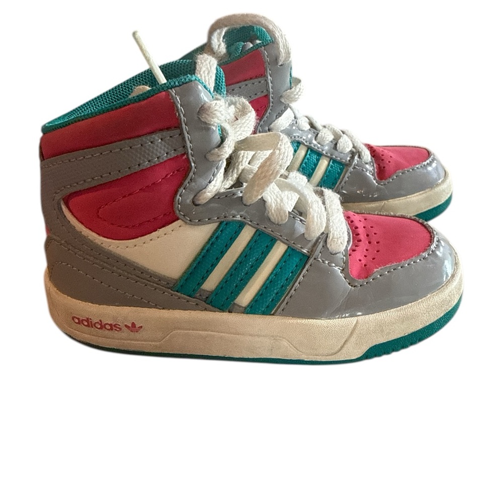 Adidas Kids High Top Sneakers - Grey Pink Teal Retro 2013 -‎ Size 6K toddler